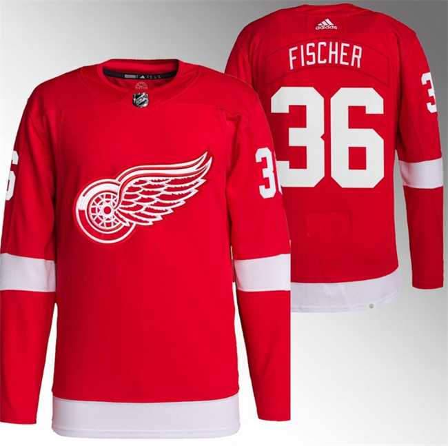 Mens Detroit Red Wings #36 Christian Fischer Red Stitched Jersey Dzhi